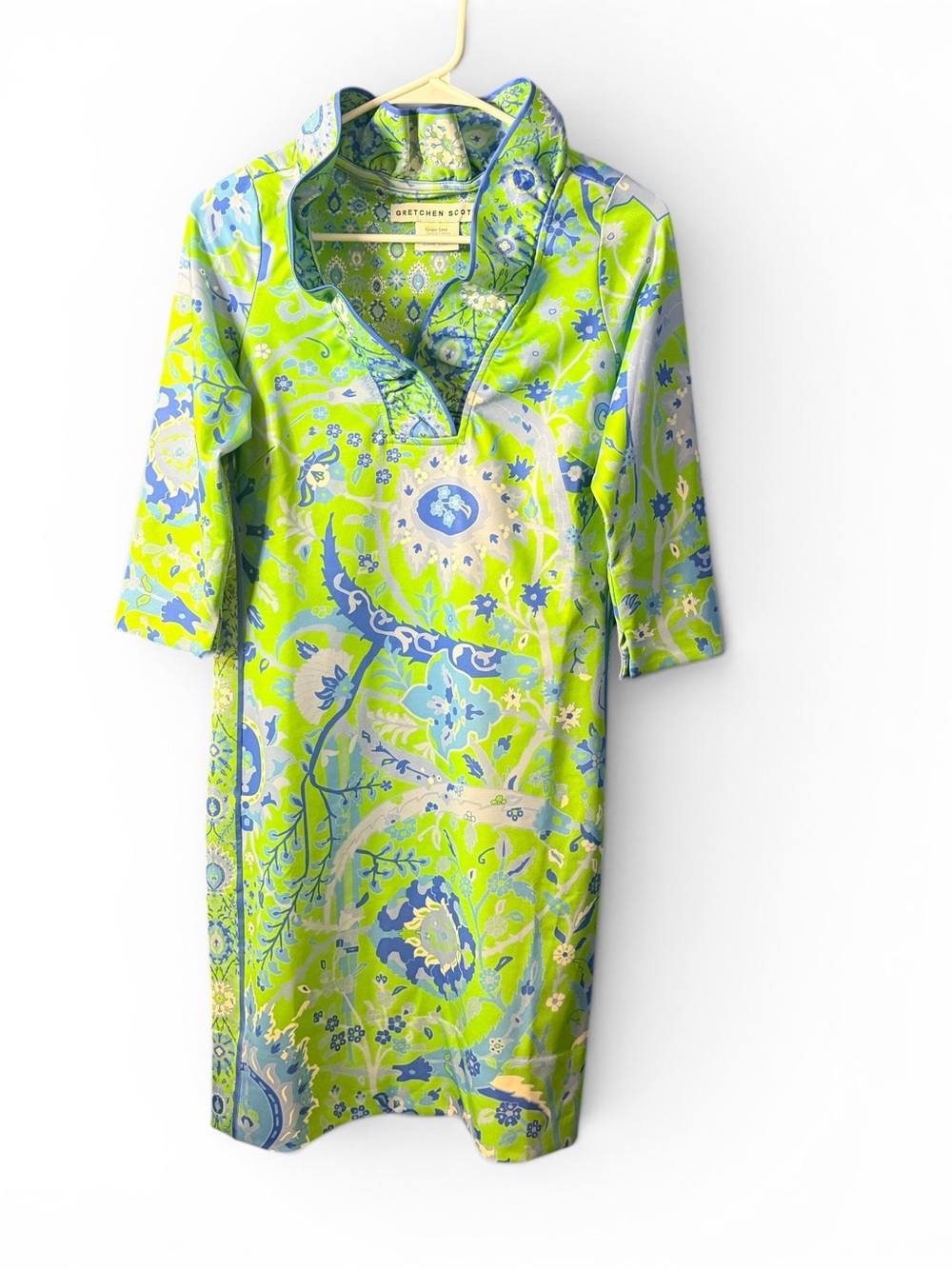 Gretchen Scott Designs Neon Lime & Sky Blue Printed Tunic Dress
